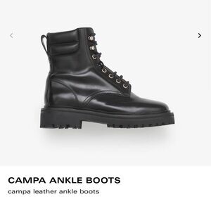 Isabel Marant Black Calf Leather Campa Ankle Boots size 39